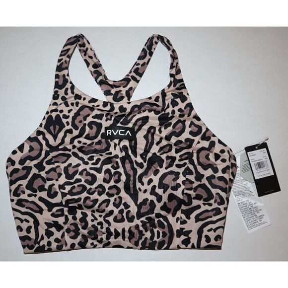 RVCA AVJX300181 Women's Sz XS/6 Gray Leopard Print VA Essential Swim Top $60 - Picture 1 of 5